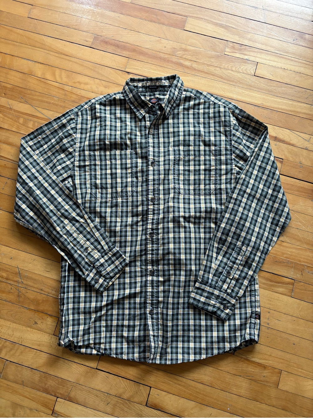 Dickies Olive, Cream and Yellow Plaid Relaxed Fit Shirt